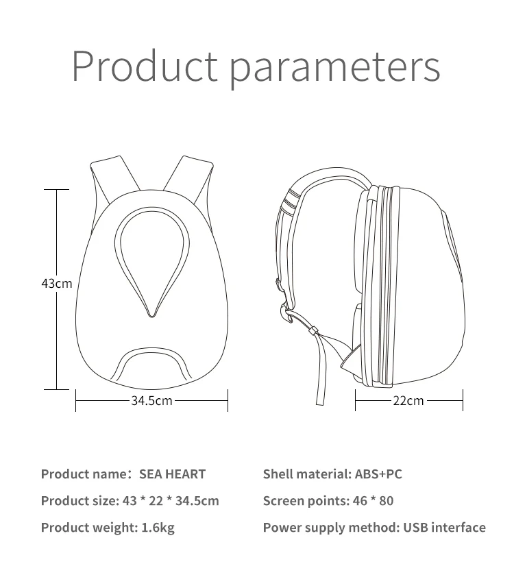 CRELANDER Ocean Heart LED Knight Backpack