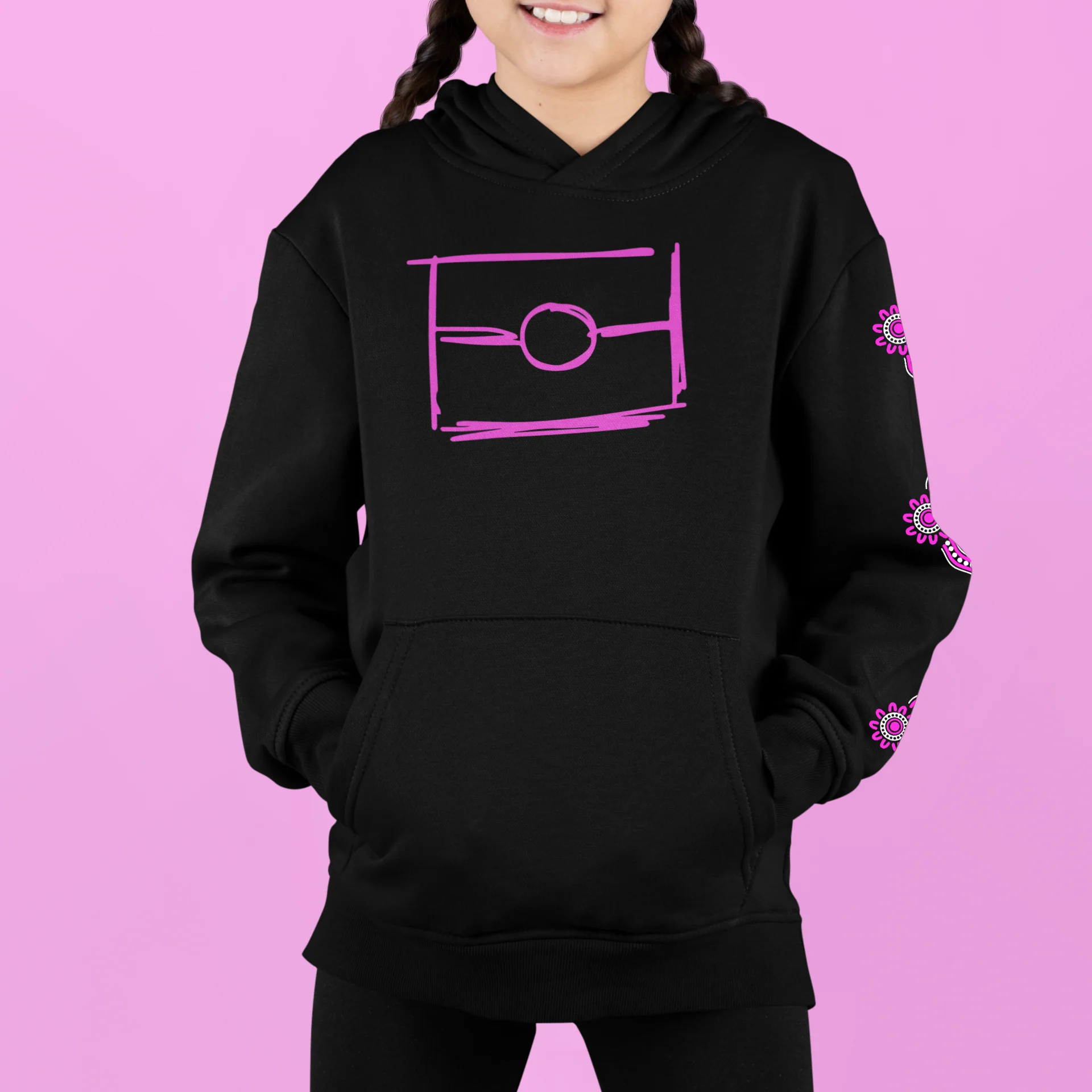 Black- Pink Graffiti Flag™️ Logo Hoodie