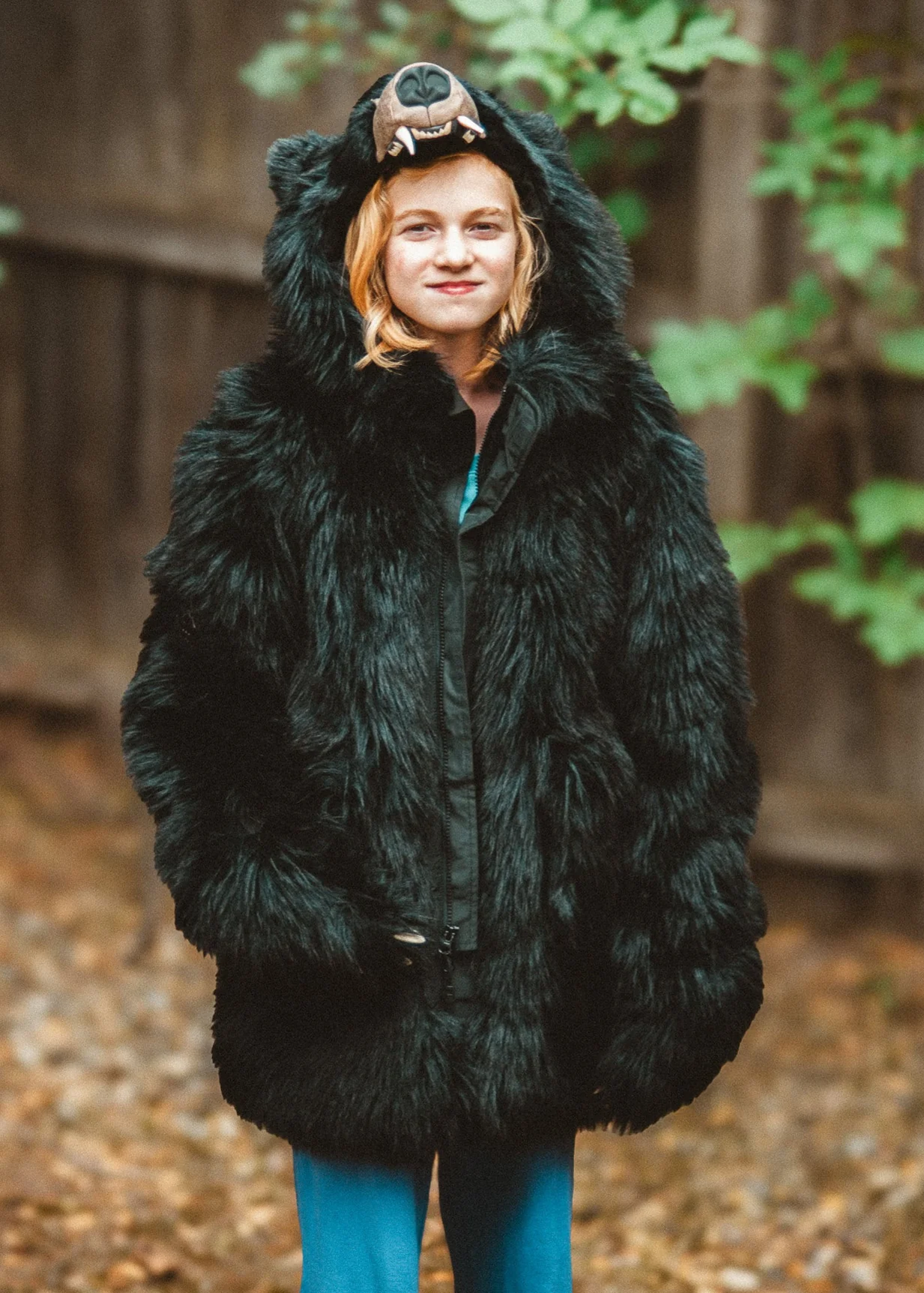 KIDS' BLACK BEAR COAT