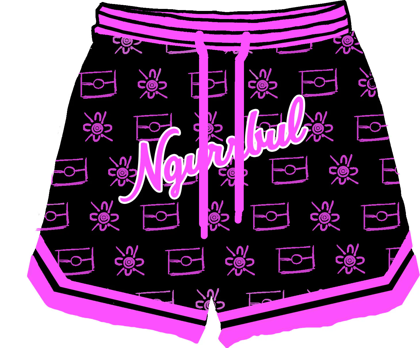 Basketball Shorts- Black and Pink