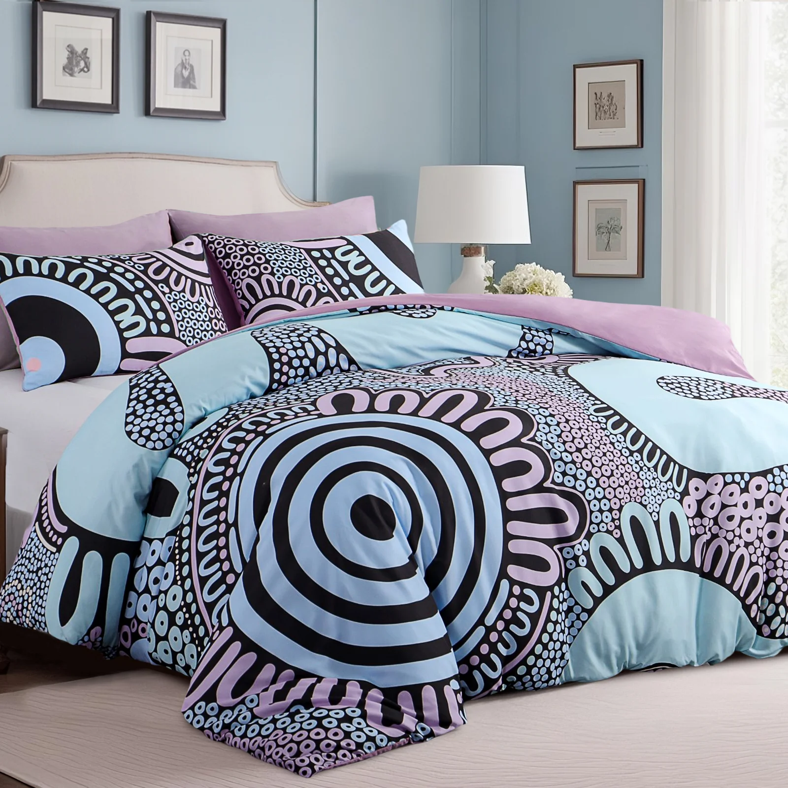 Quilt Cover Set: Wiradjuri Walkabout- Coral Pastel