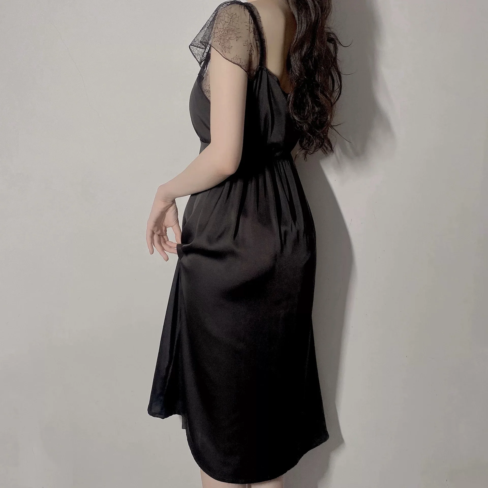 Lace Embrace Satin Maxi Dress