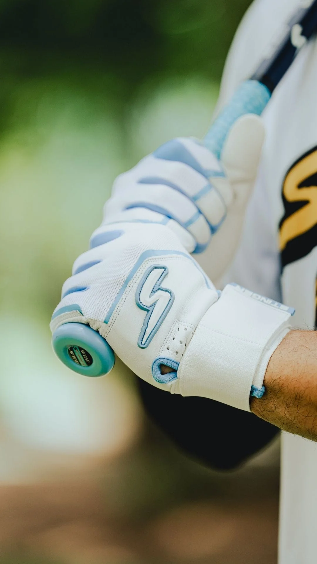 Winder Series Batting Gloves - Columbia Blue/White & Graphite