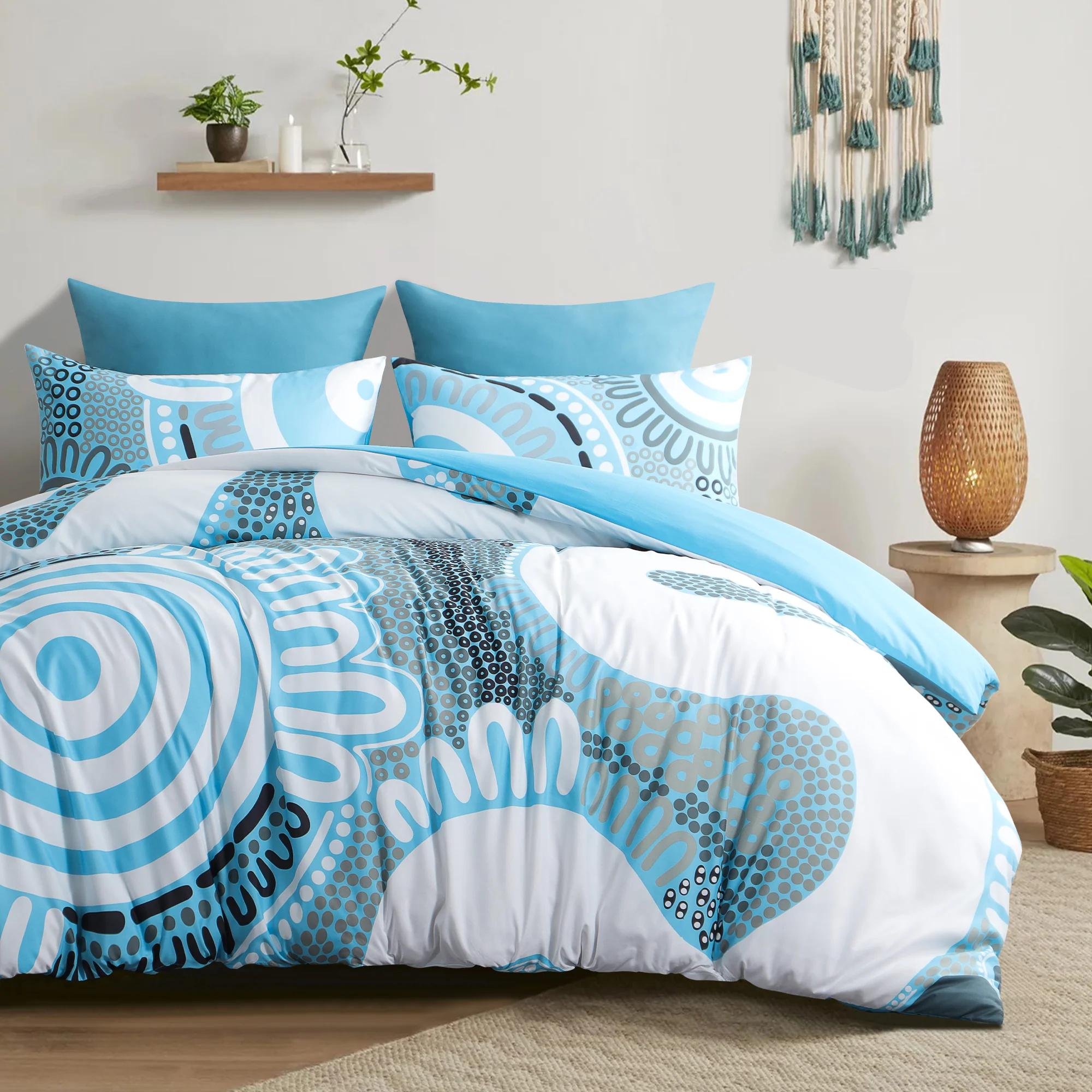 Quilt Cover Set- Waterways: Cool Water