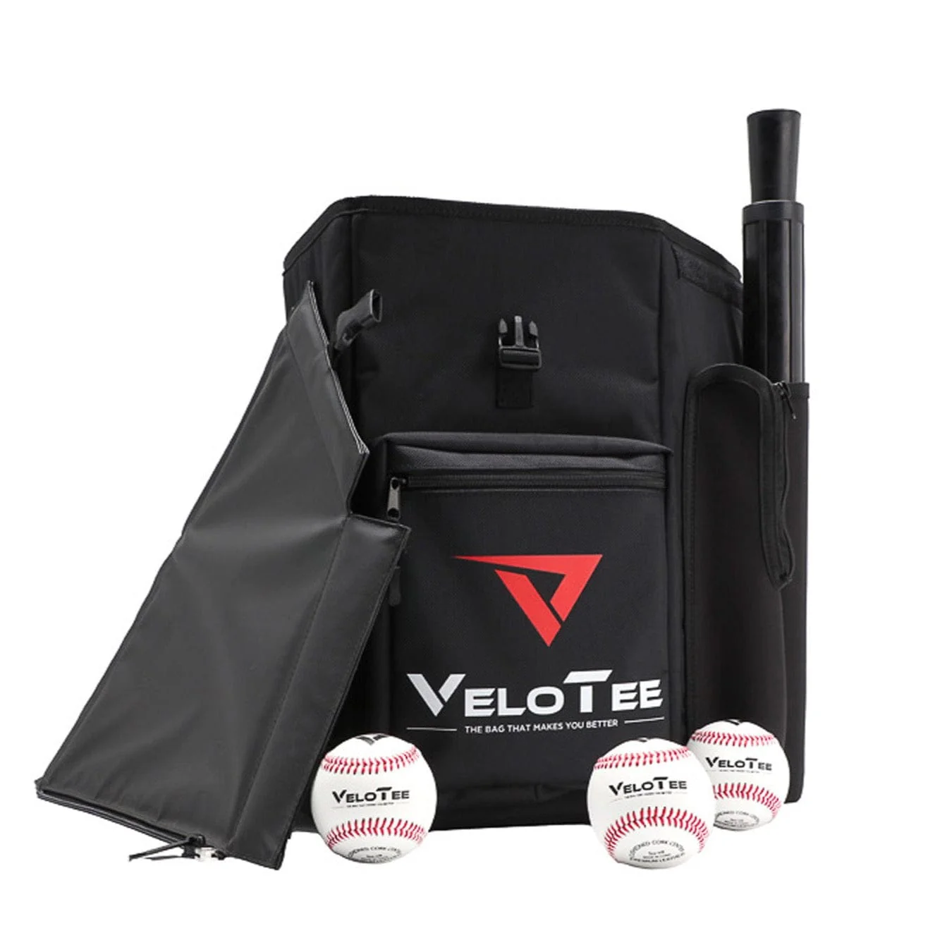 Coaches Bundle: VeloTee Baseball & Softball Home Plate Bat Bag Backpack (Comes with Batting Tee)