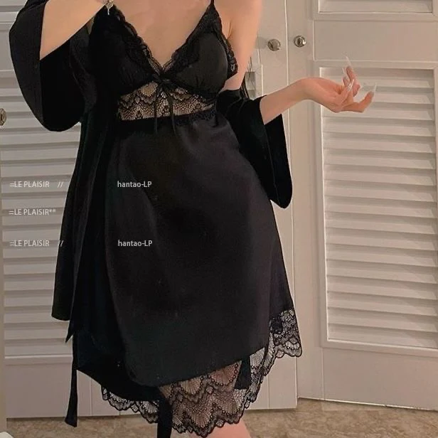 Women's Satin Slip Dress Lingerie Set