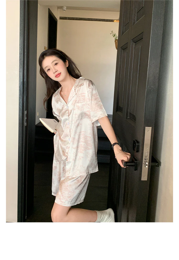 Blush Glow Satin Short-Sleeve PJ Set