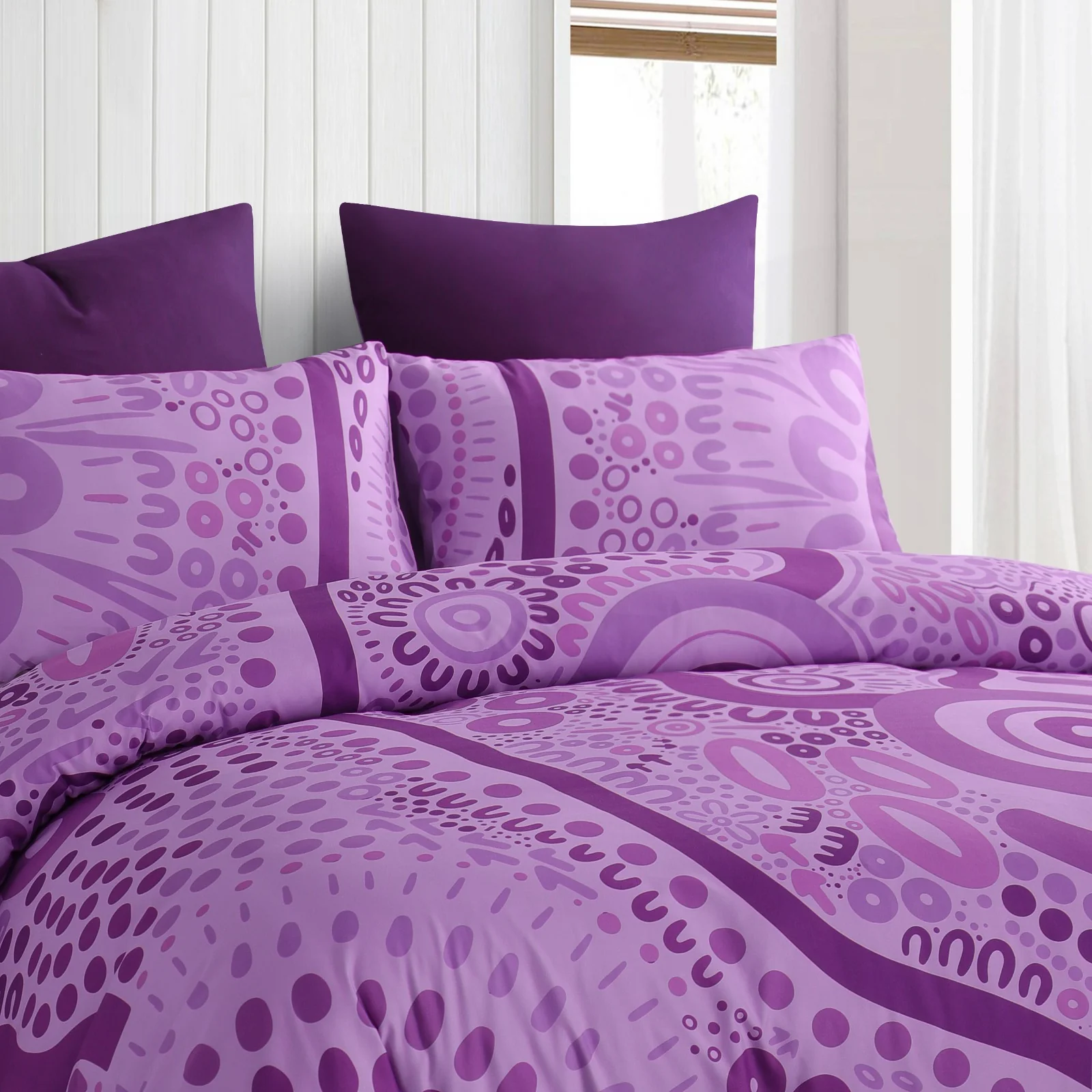Quilt Cover Set:  Wiradjuri Walkabout- Pink/Purple 🩷💜