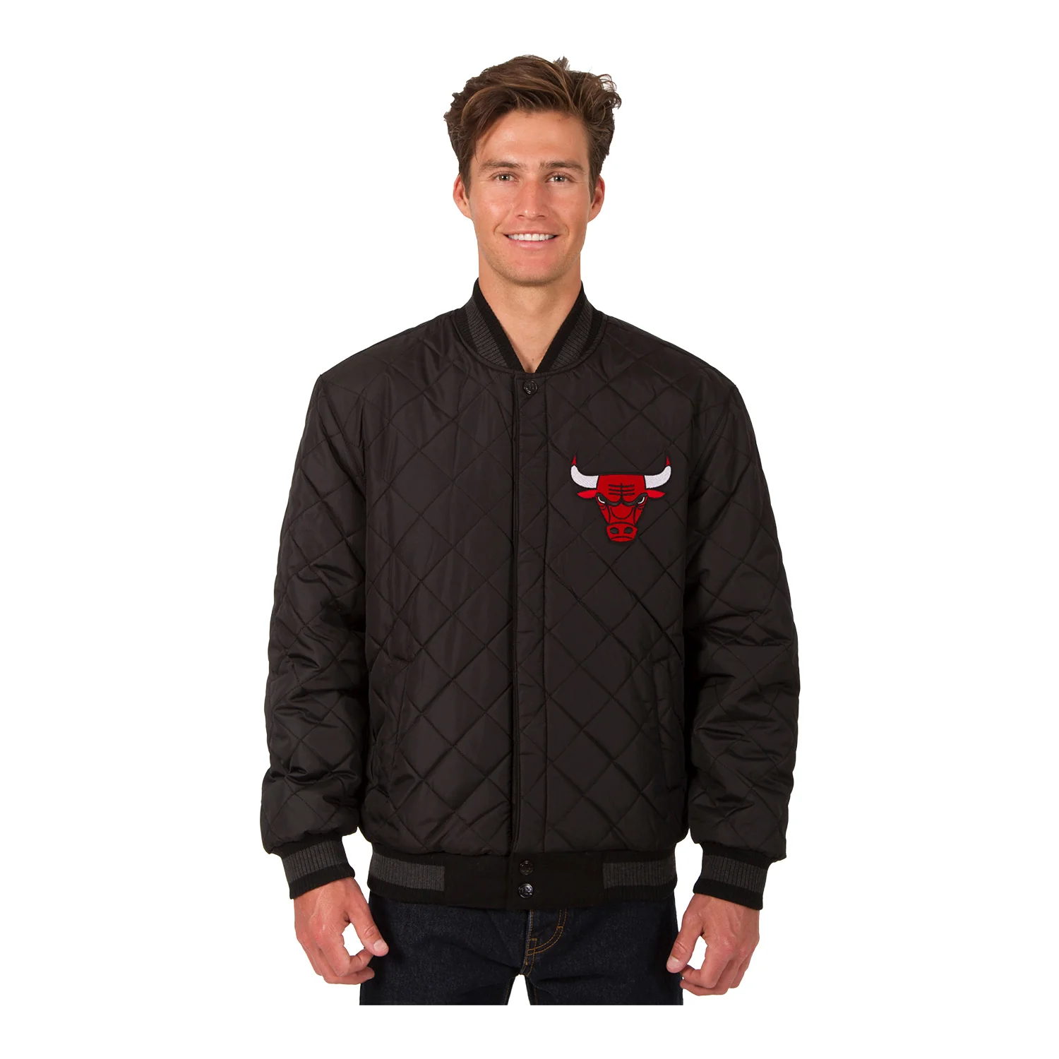 Chicago Bulls JH Design Wool & Leather Reversible Varsity Jacket