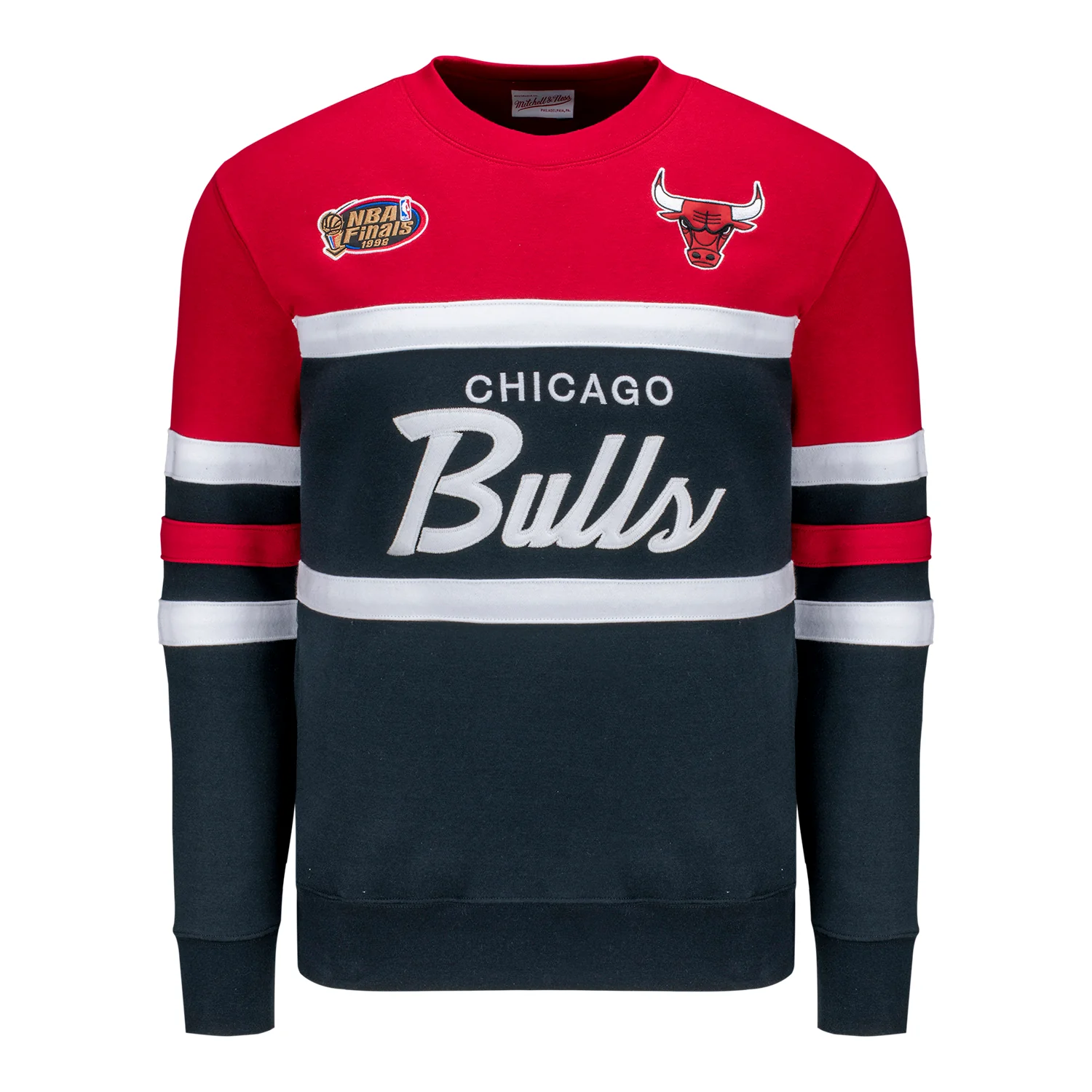 Chicago Bulls Mitchell & Ness Head Coach Colorblock Crewneck