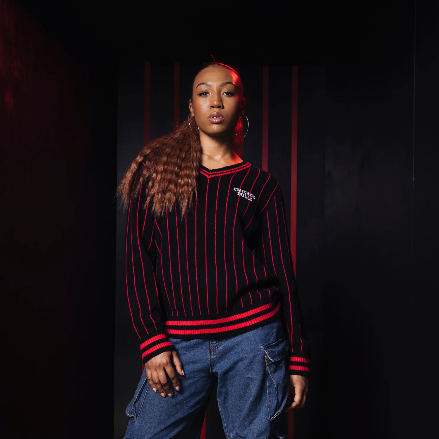 Ladies Chicago Bulls 1966 Wild Collective Statement V-Neck Crew