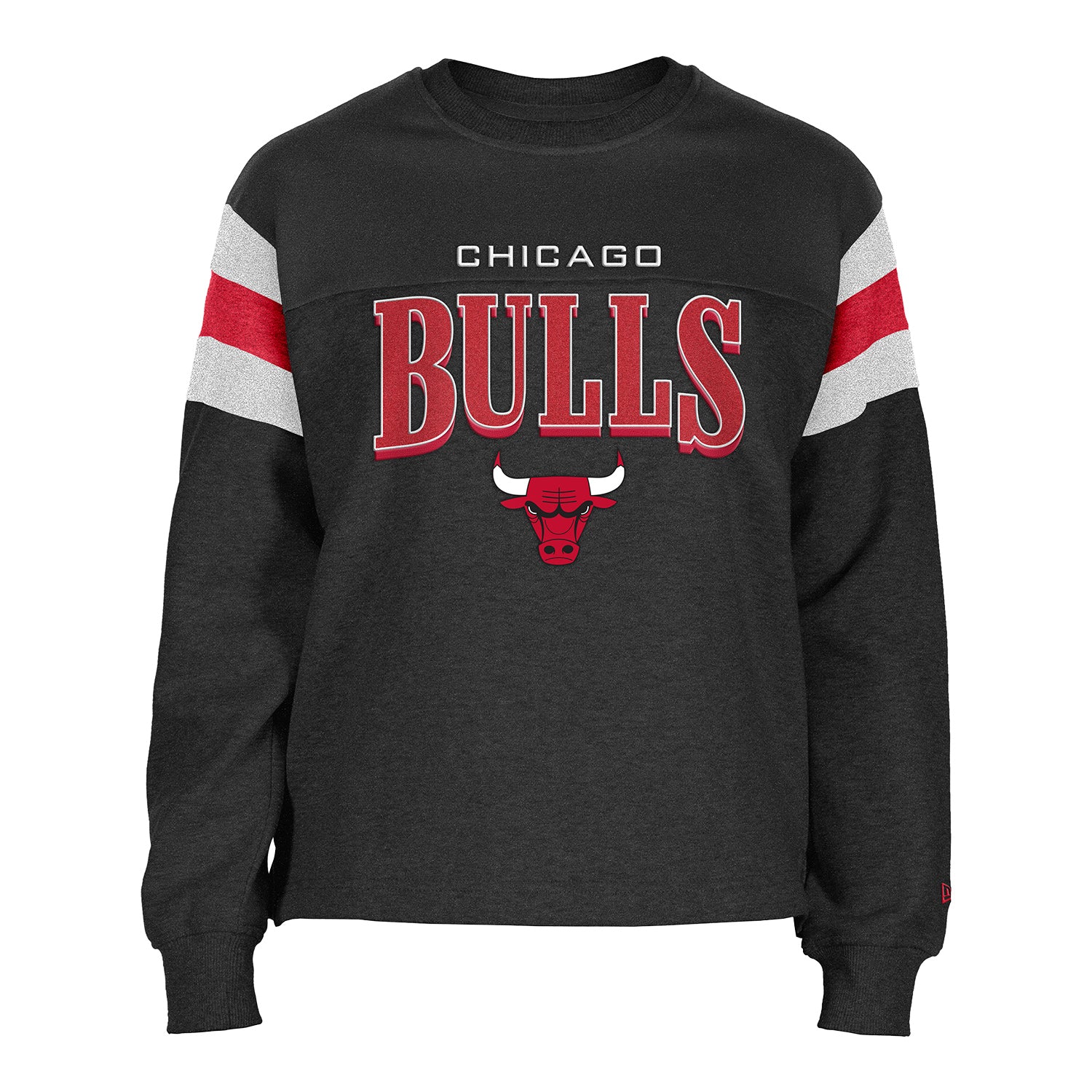Ladies Chicago Bulls New Era Throwback Striped Crewneck Sweatshirt