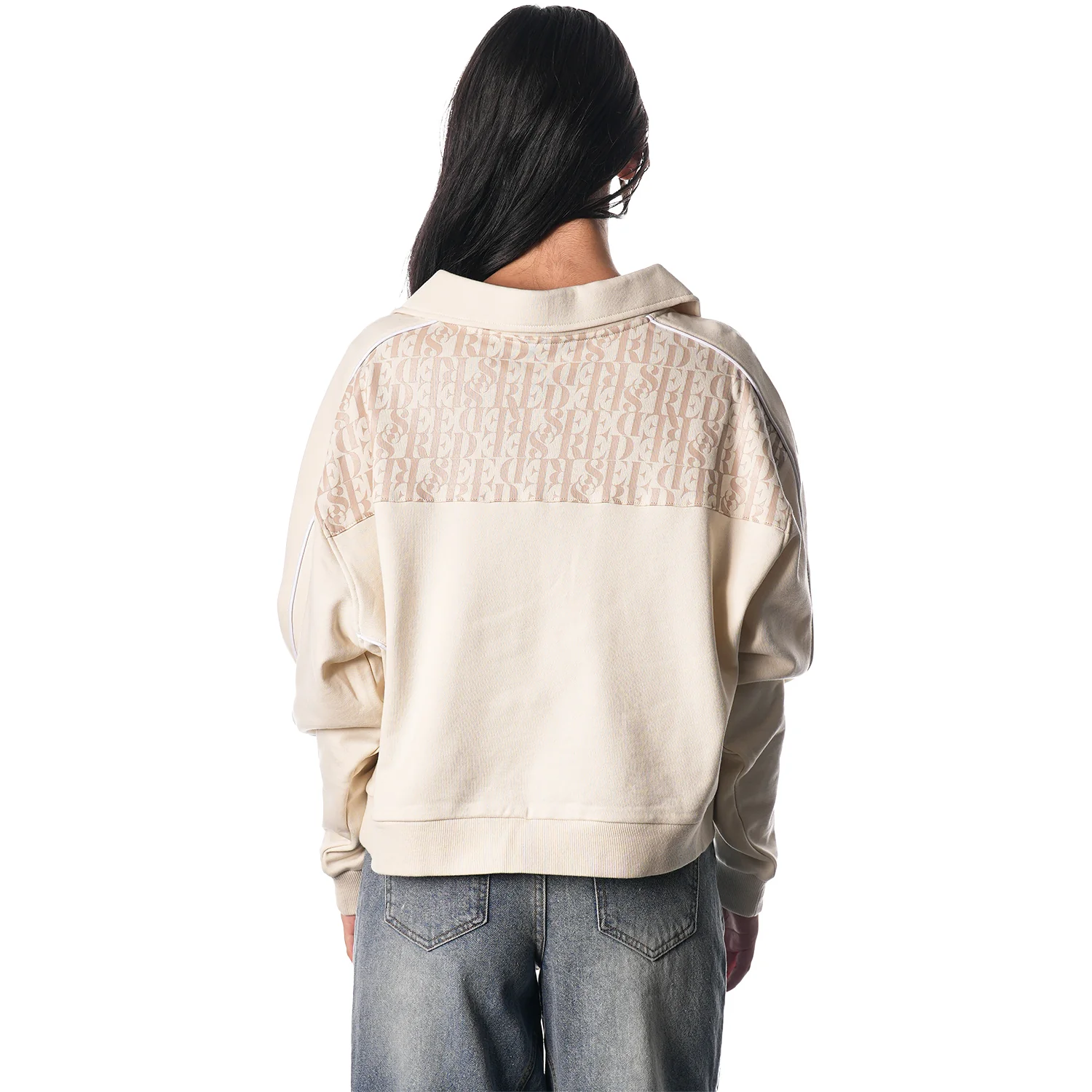 Ladies Chicago Bulls 1966 Wild Collective Tonal See Red Cropped 1/4 Zip Sweatshirt