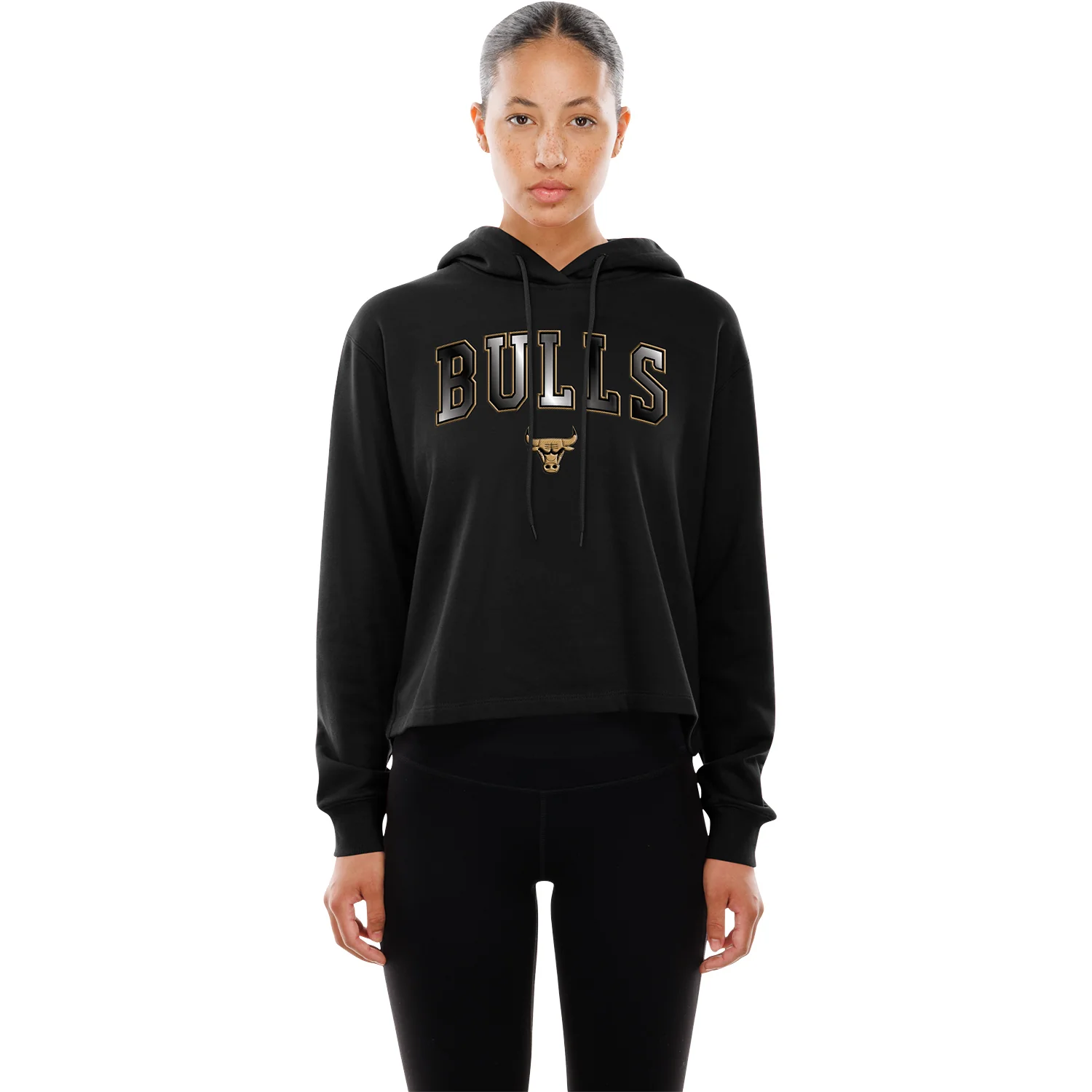 Ladies Chicago Bulls New Era Glam Applique Hooded Sweatshirt