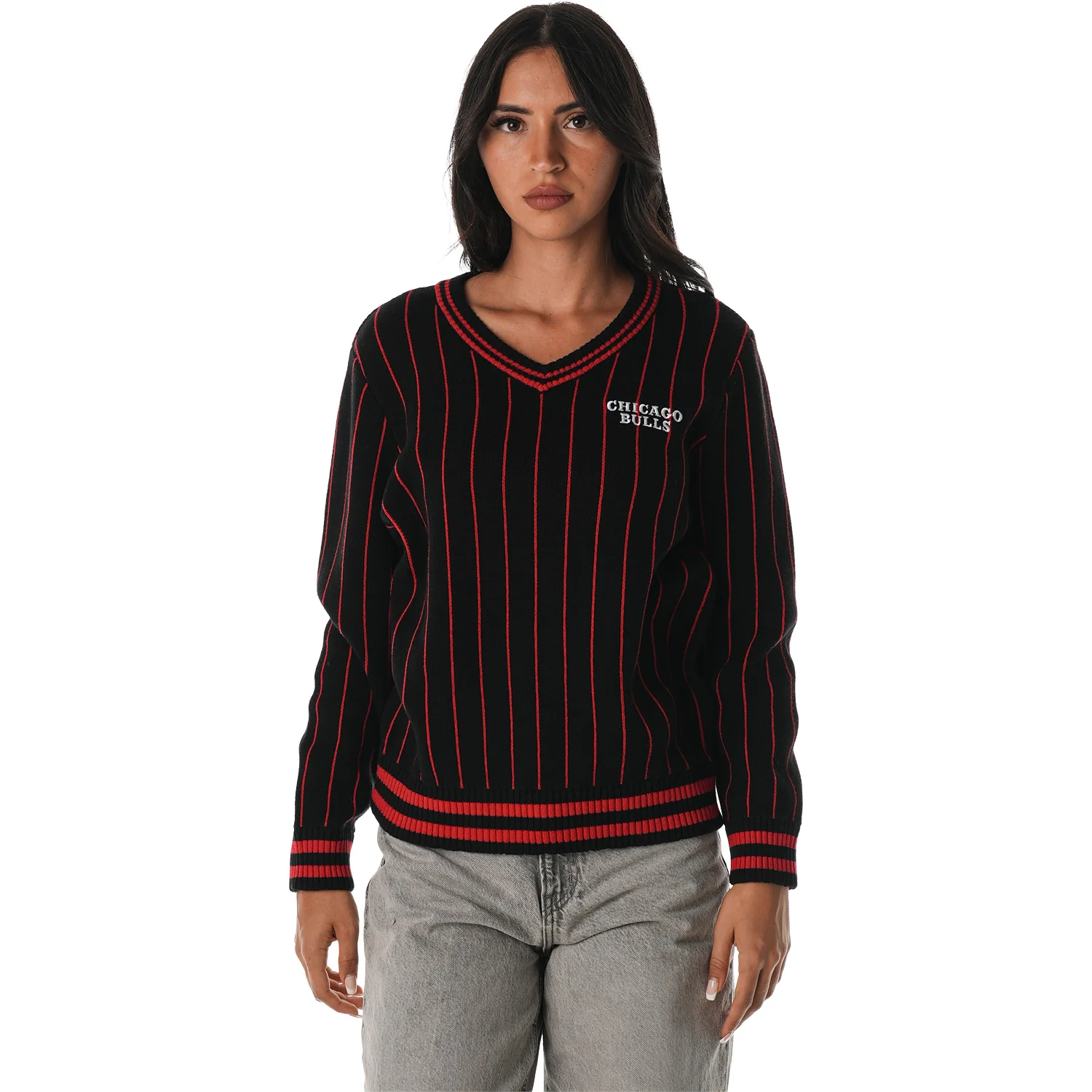 Ladies Chicago Bulls 1966 Wild Collective Statement V-Neck Crew