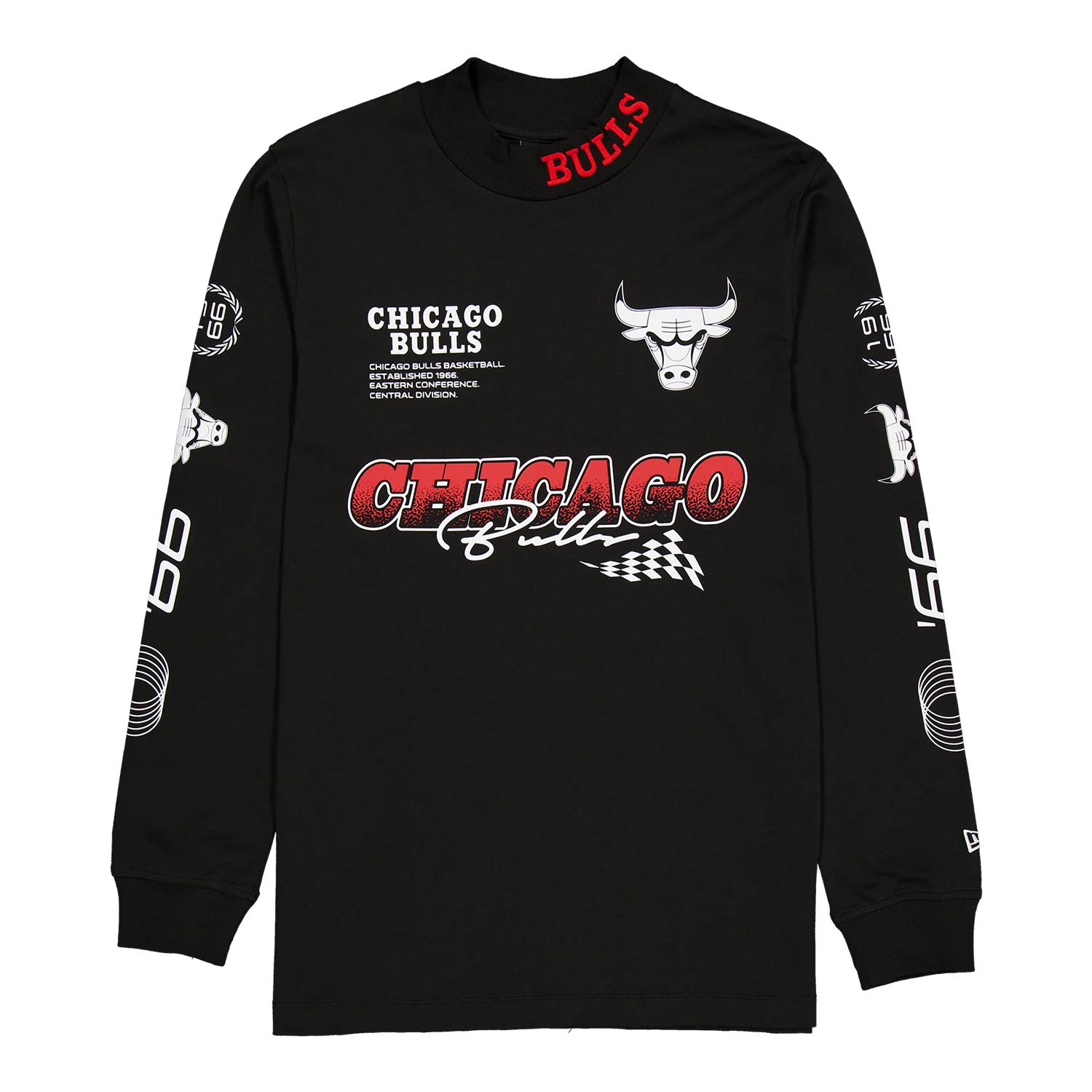 Chicago Bulls New Era Racing Black Long Sleeve T-Shirt