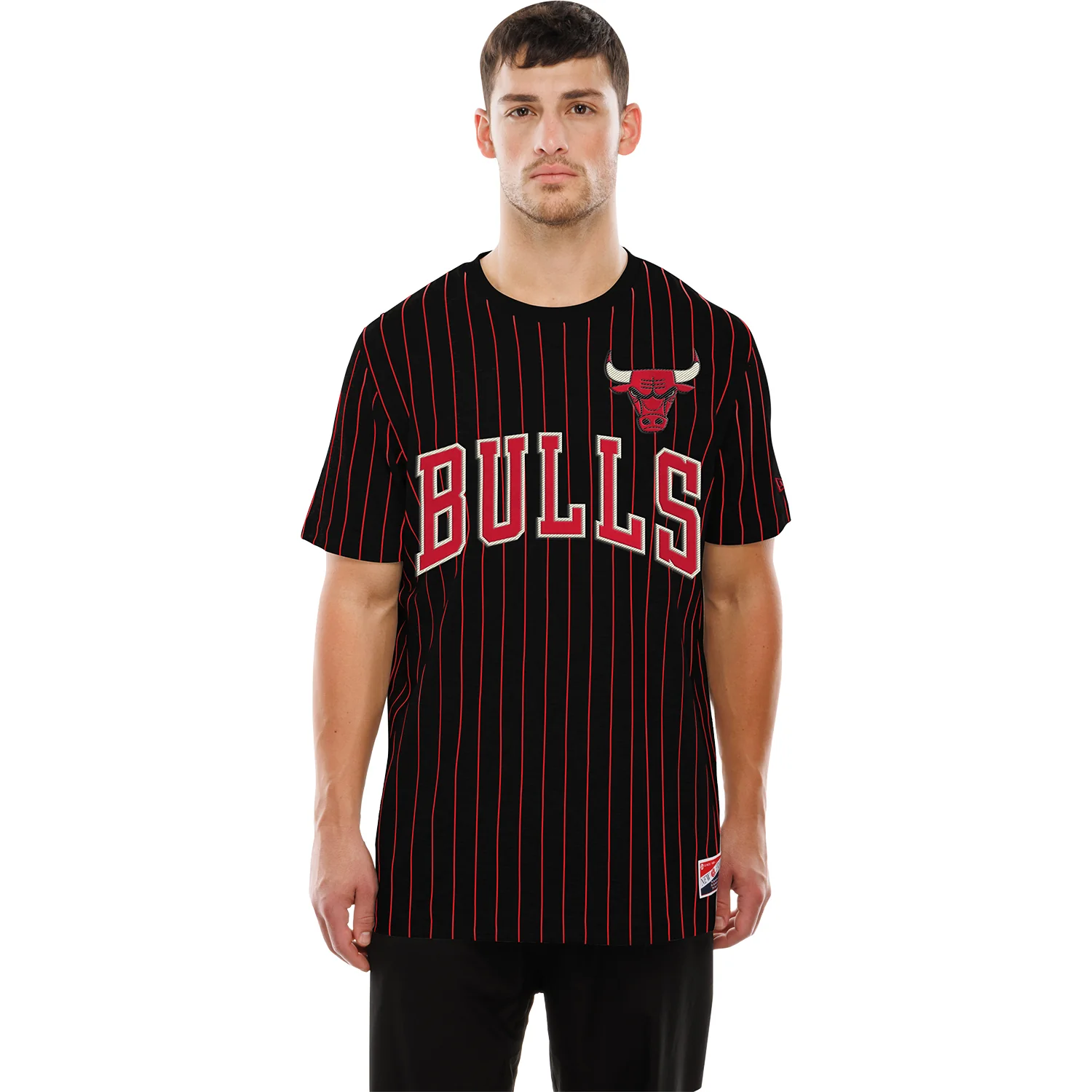 Chicago Bulls New Era Throwback Statement Pinstripe Tee