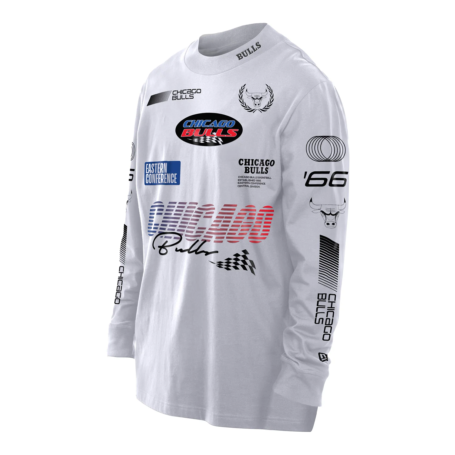Chicago Bulls New Era Racing White Long Sleeve T-Shirt