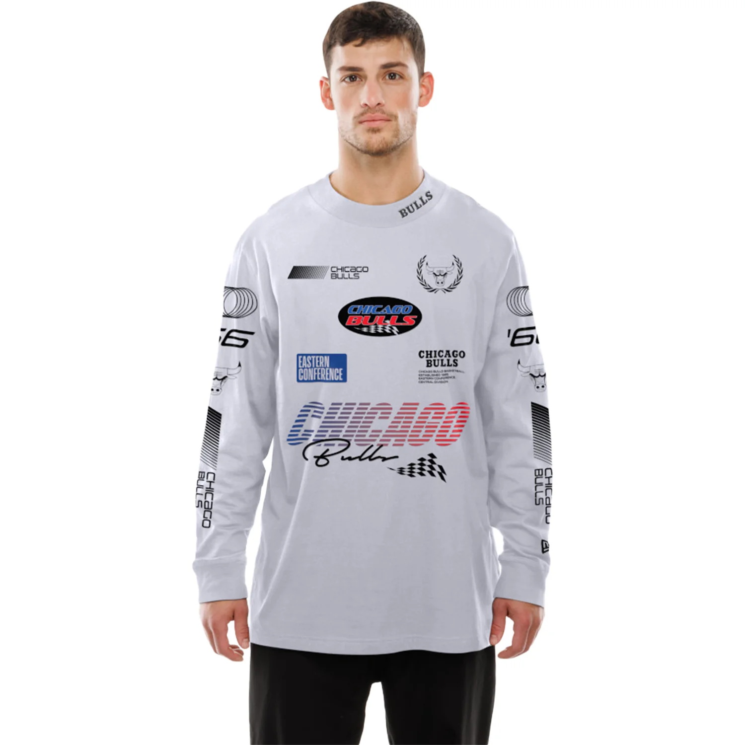 Chicago Bulls New Era Racing White Long Sleeve T-Shirt
