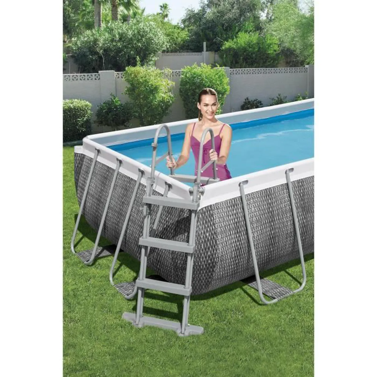 Kit Piscine hors sol tubulaire BESTWAY Power Steel 404 x 201 x 100 cm - Rectangulaire (Avec filtre à cartouche, échelle)