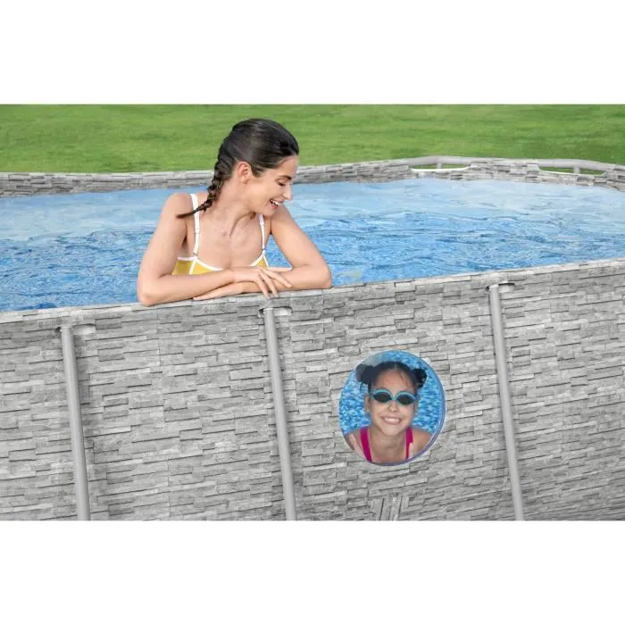 Kit Piscine hors sol BESTWAY Power Steel™- 427 x 250 x 100 cm - Ovale (Livrée avec filtre à cartouche, bâche, échelle)