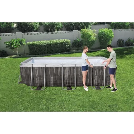 Kit Piscine hors sol tubulaire BESTWAY - Power Steel™ - 404 x 201 x 100 cm - Rectangulaire (Filtre à sable, échelle, diffuseur)