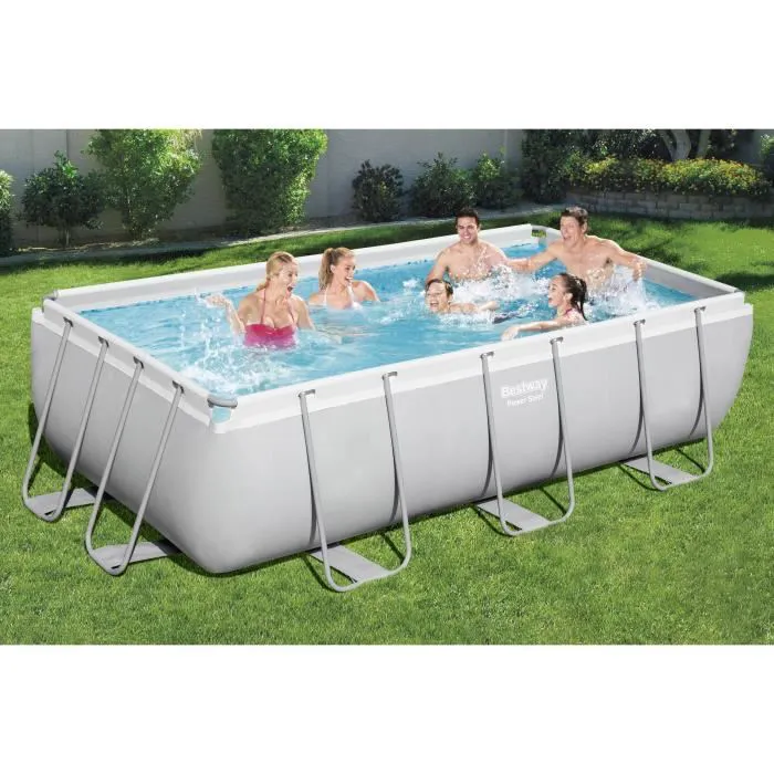 Kit Piscine hors sol tubulaire BESTWAY - Power Steel™ - 404 x 201 x 100 cm - Rectangulaire (Livrée avec échelle, pompe et diffuseur)