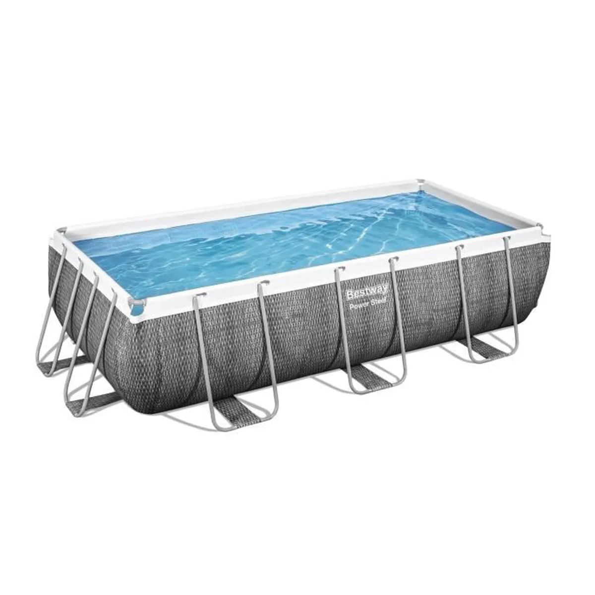 Kit Piscine hors sol tubulaire BESTWAY Power Steel 404 x 201 x 100 cm - Rectangulaire (Avec filtre à cartouche, échelle)