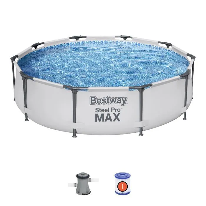 Kit Piscine hors sol BESTWAY - Power Steel™- 488 x 305 x 107 cm - Ovale (Livrée avec filtre à sable, bâche, échelle)