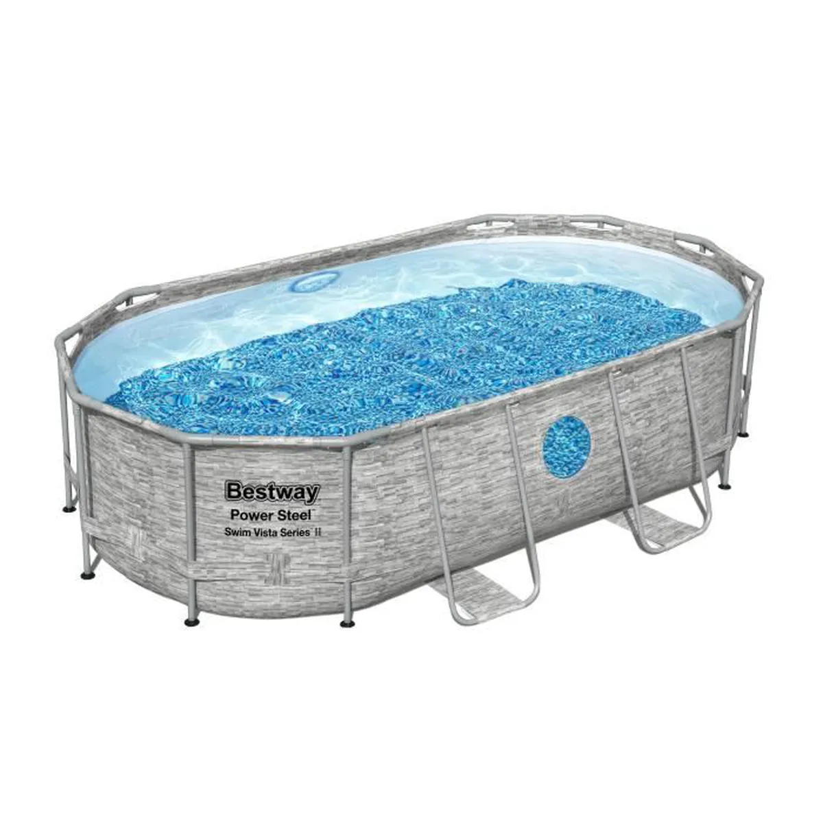 Kit Piscine hors sol BESTWAY Power Steel™- 427 x 250 x 100 cm - Ovale (Livrée avec filtre à cartouche, bâche, échelle)