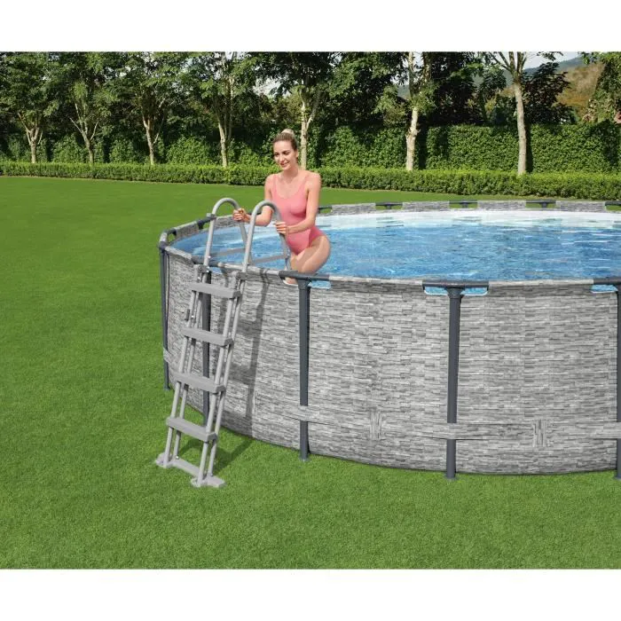 Kit Piscine hors sol tubulaire BESTWAY - Steel Pro Max™ - 488 x 122 cm - Ronde (Livrée avec pompe de filtration, échelle et bâche)