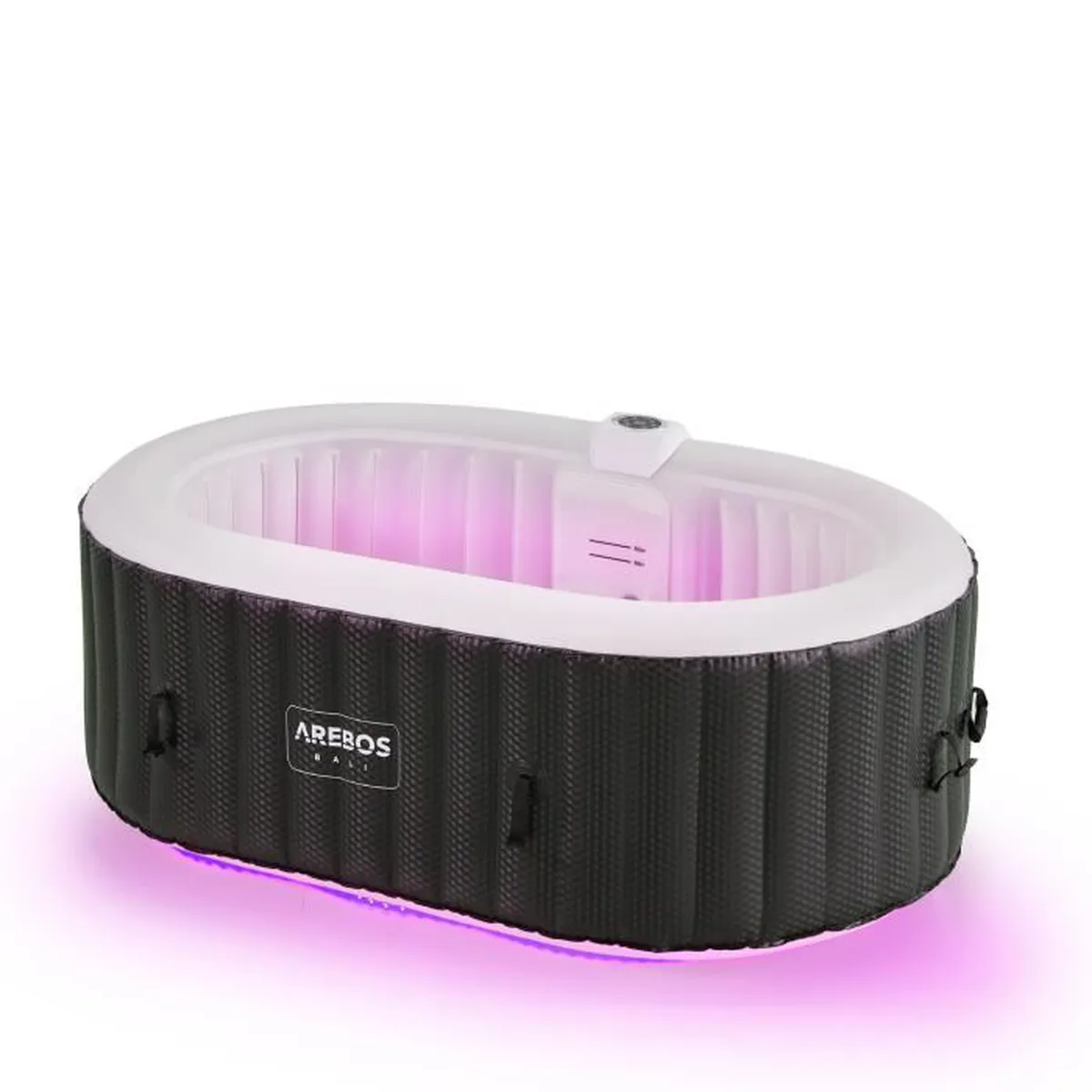 AREBOS Spa Gonflable avec éclairage LED | Gonflable | Intérieur & Extérieur | 190x120 cm Ovale | 2 Personnes
