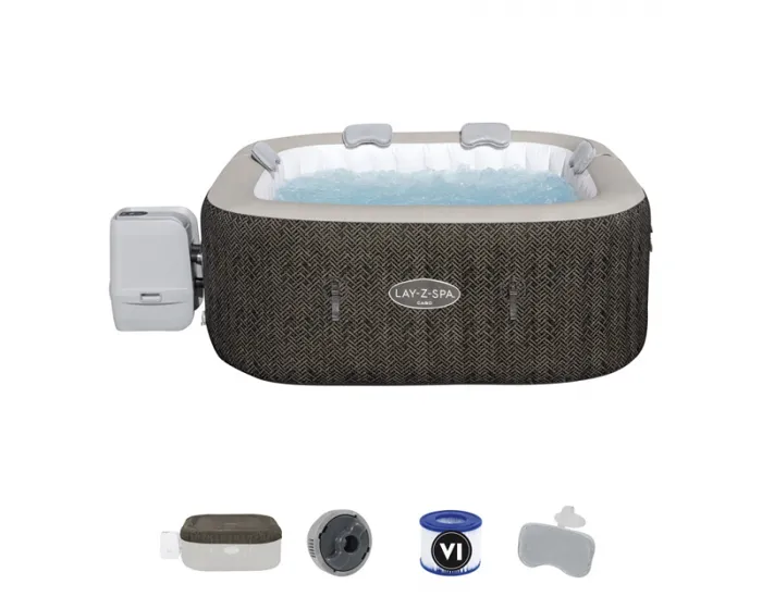 BESTWAY Spa gonflable carré Lay-Z-Spa Cabo Hydrojet: 180 x 180 x 71 cm4-6 personnes140 Airjet™4 Hydrojet™