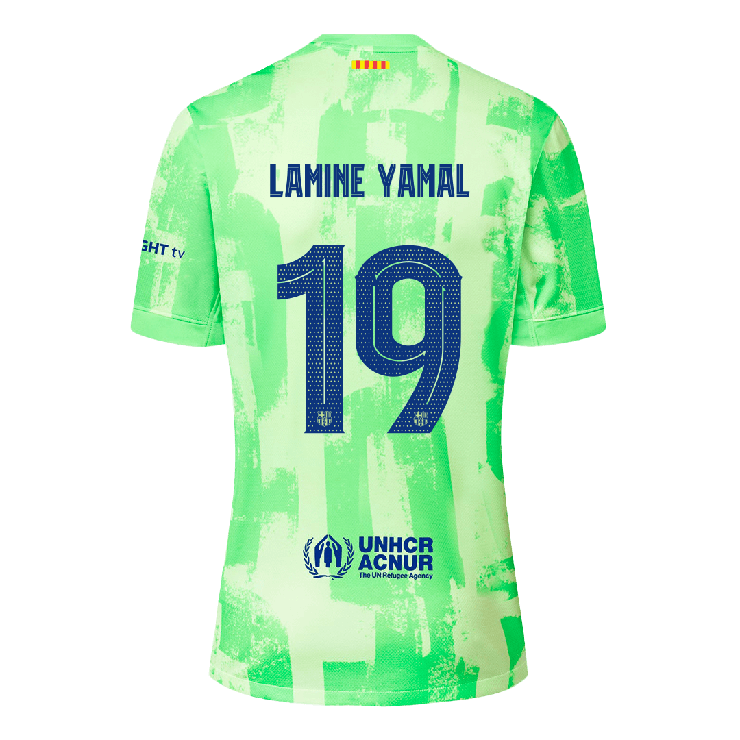 LAMINE YAMAL #19 Barcelona Spotify Logo Without Text Third Jersey - UCL Font
