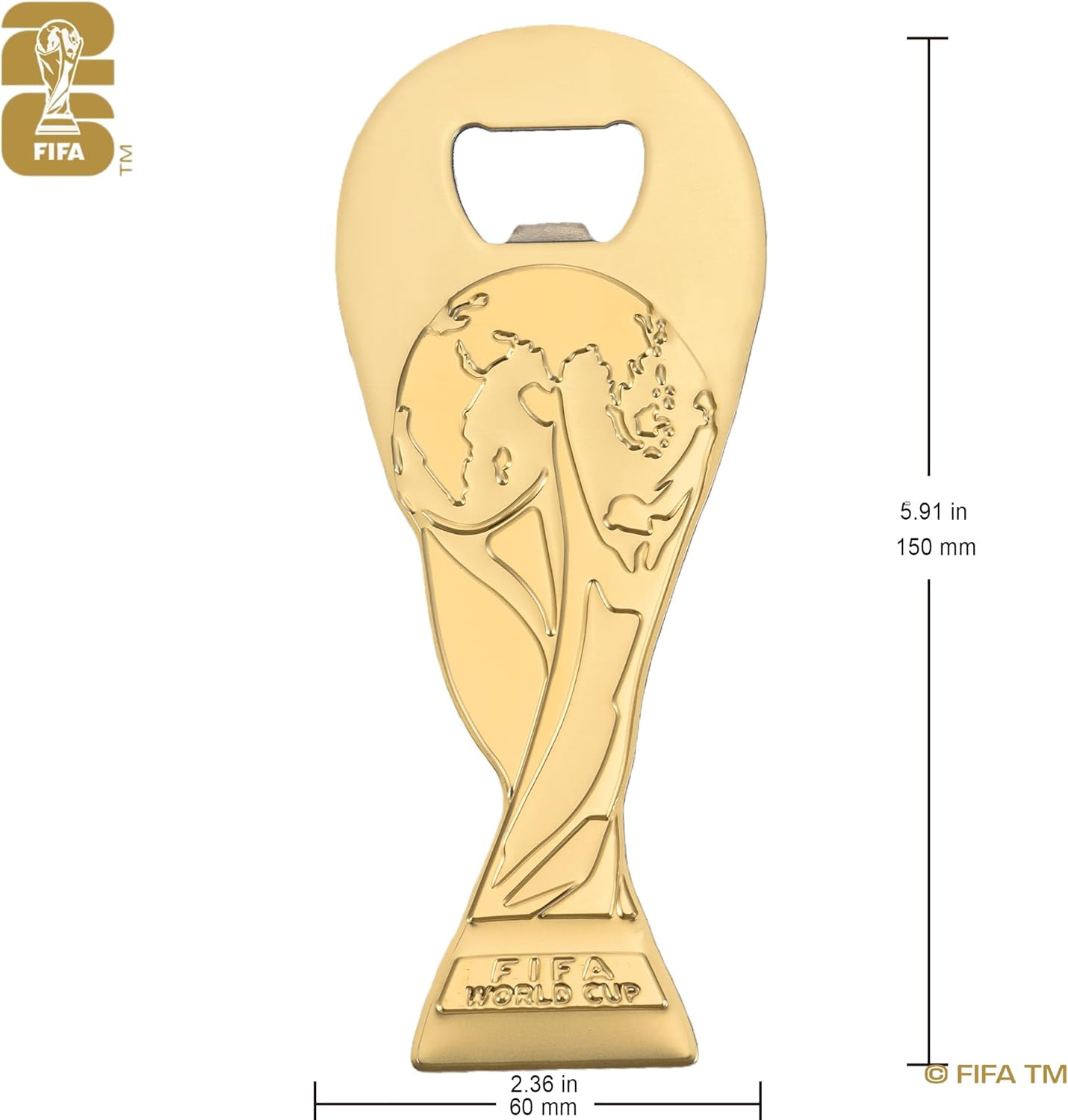 Official FIFA World Cup 2026 Edition - 17oz Pilsner Beer Glass & 6-Inch Trophy Bottle Opener Gift Set - 1 of Each - Perfect for Parties, Mancaves, Gamedays, Tailgates, BBQ’s - Collectors Drinkware Set