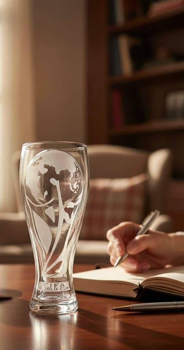 Official FIFA World Cup 2026 Edition - 17oz Pilsner Beer Glass & 6-Inch Trophy Bottle Opener Gift Set - 1 of Each - Perfect for Parties, Mancaves, Gamedays, Tailgates, BBQ’s - Collectors Drinkware Set