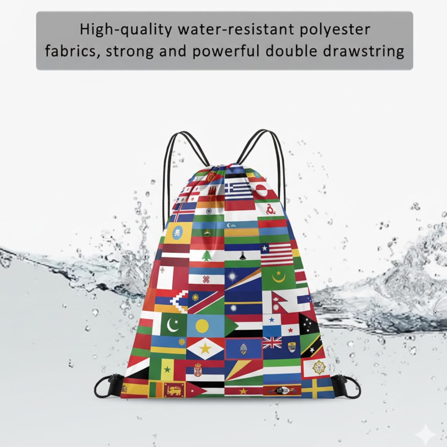 World Cup Drawstring Bag 2026 Soccer Merchandise,International Flags Football Decorations Accessories Great Gifts for Fans,Multicultural Travel Gym String Bag for World Cup Events, Sports & Daily Use