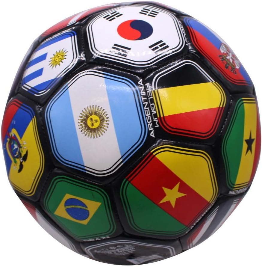 Tripact Inc 2026 World Cup World Flag Training Outdoor Soccer Ball – Size 5 – Black Verion