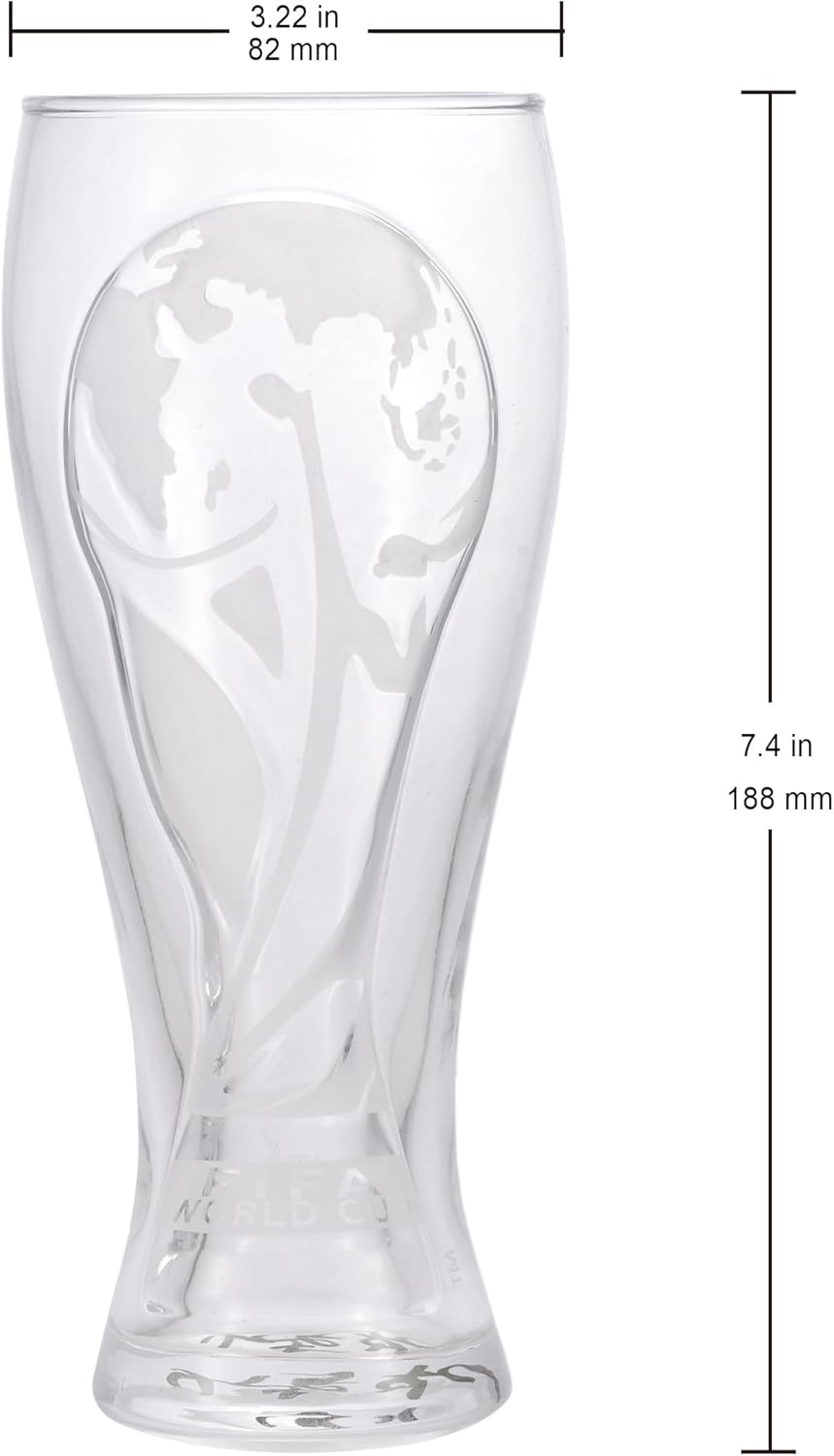Official FIFA World Cup 2026 Edition - 17oz Pilsner Beer Glass & 6-Inch Trophy Bottle Opener Gift Set - 1 of Each - Perfect for Parties, Mancaves, Gamedays, Tailgates, BBQ’s - Collectors Drinkware Set