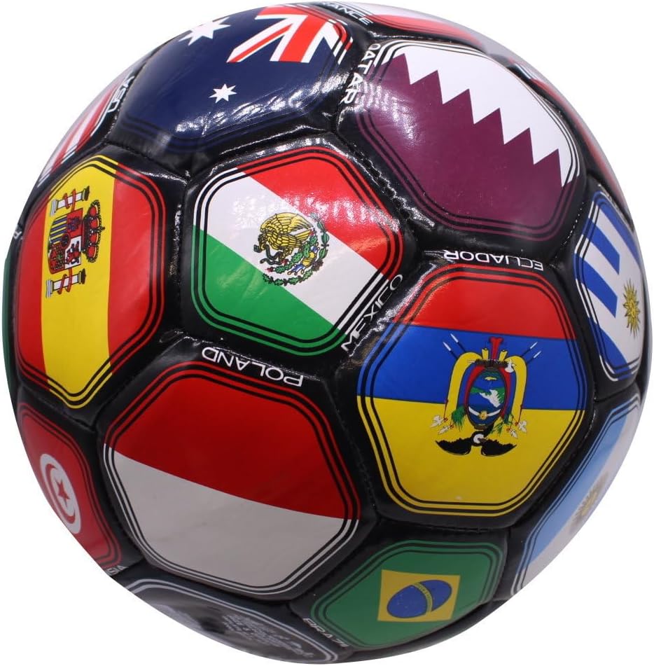 Tripact Inc 2026 World Cup World Flag Training Outdoor Soccer Ball – Size 5 – Black Verion