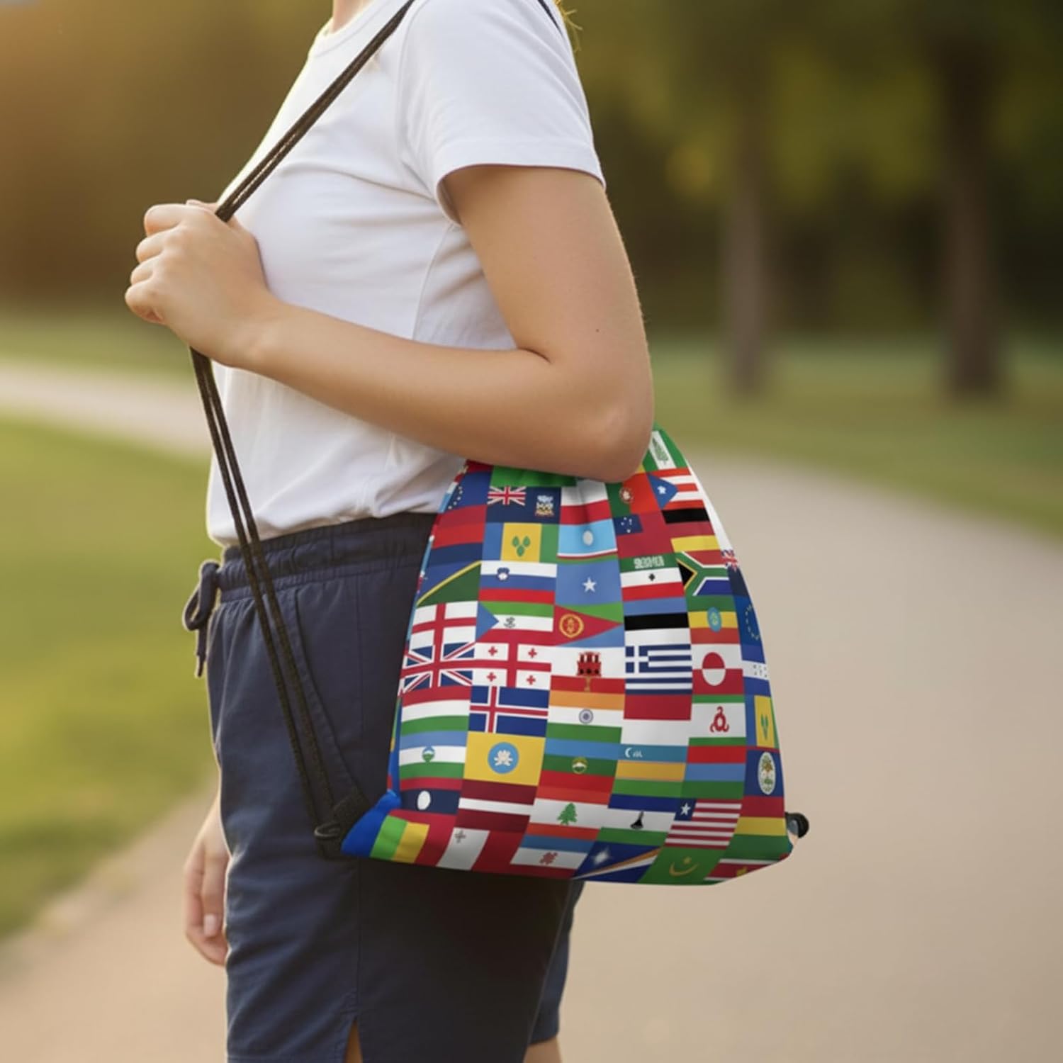 World Cup Drawstring Bag 2026 Soccer Merchandise,International Flags Football Decorations Accessories Great Gifts for Fans,Multicultural Travel Gym String Bag for World Cup Events, Sports & Daily Use