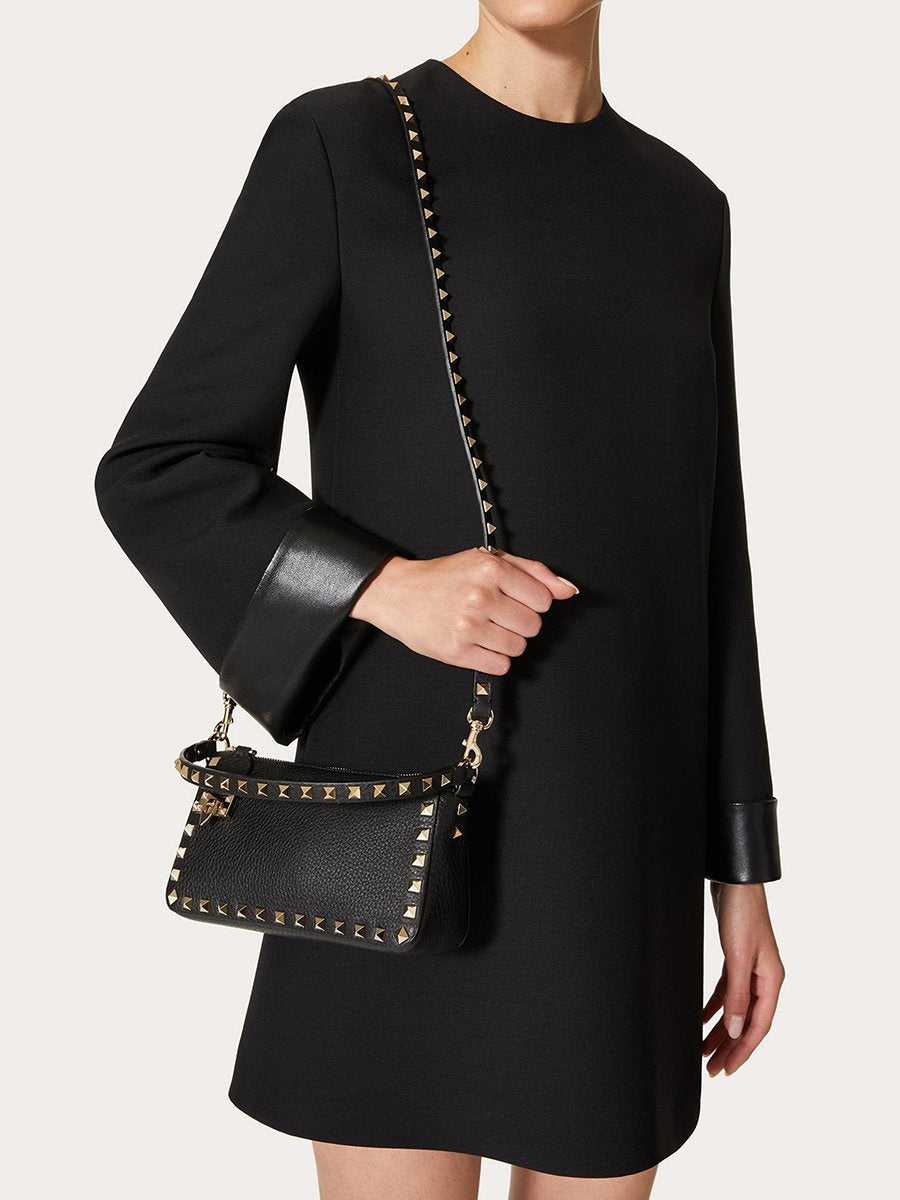 Small Rockstud Grainy Calfskin Crossbody Bag