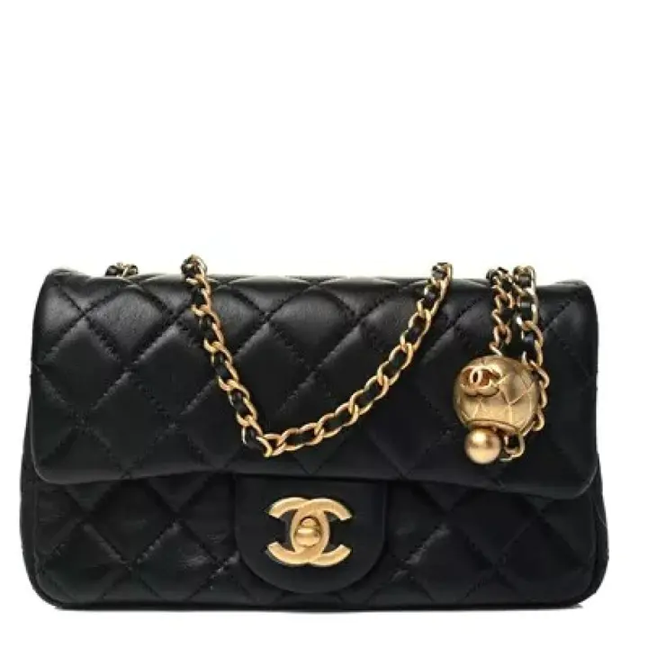 Chanel Black Quilted Lambskin Pearl Crush Small Box Bag