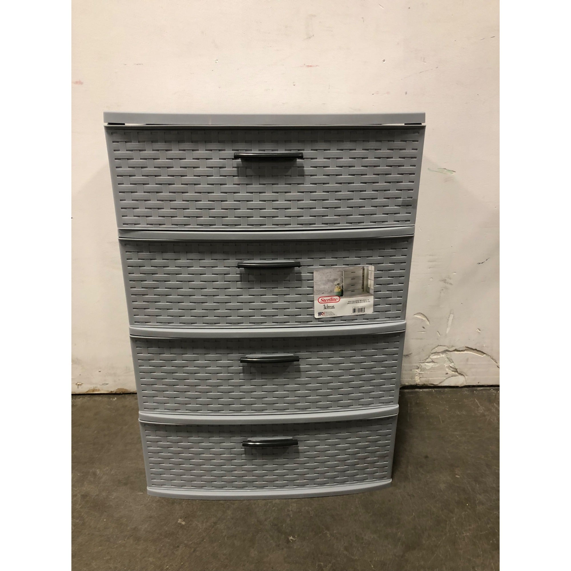 Sterilite 4 Drawer Wide Weave Tower Cement ssndd999