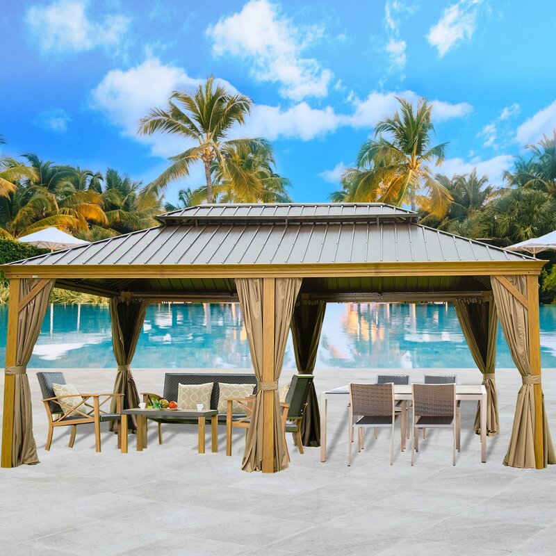 Cavus 20 Ft. W x 12 Ft. D Galvanized Steel Patio Gazebo LIDL