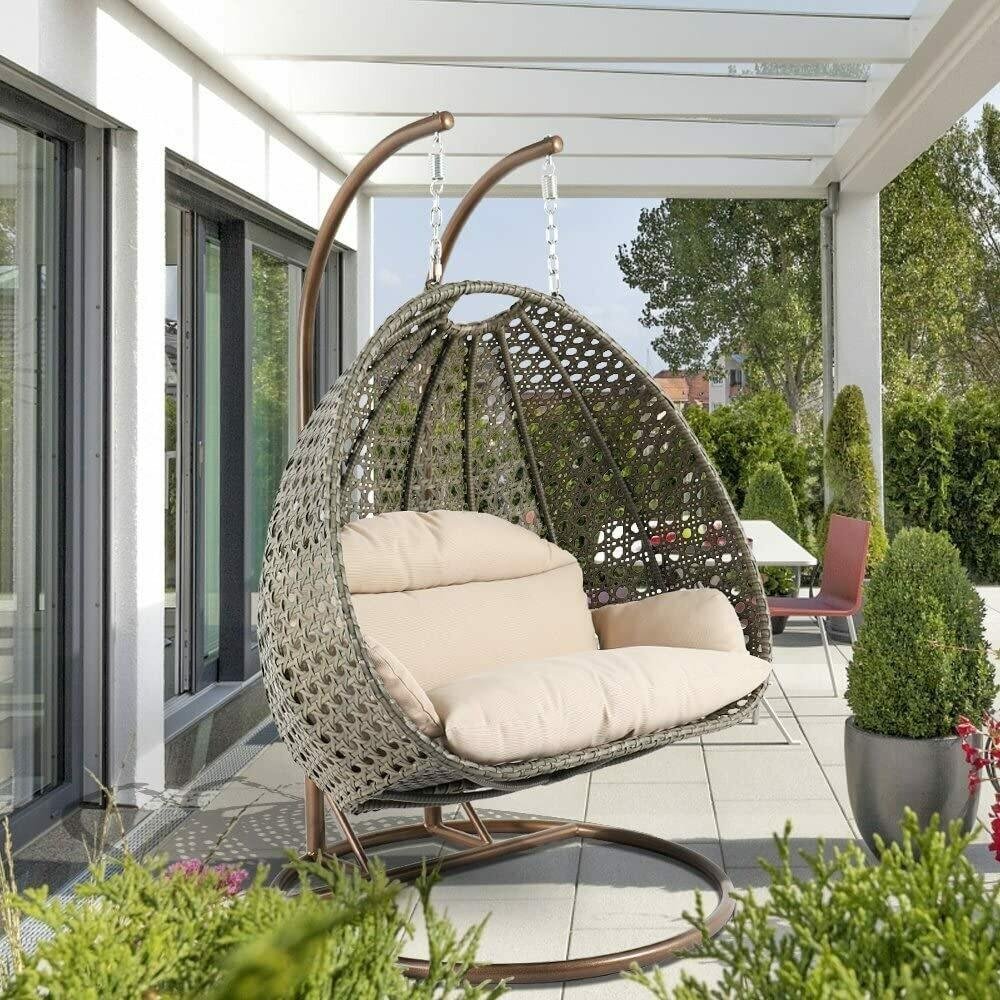 Patio Wicker Swing Chair With Stand Rain Cover Included LIDL