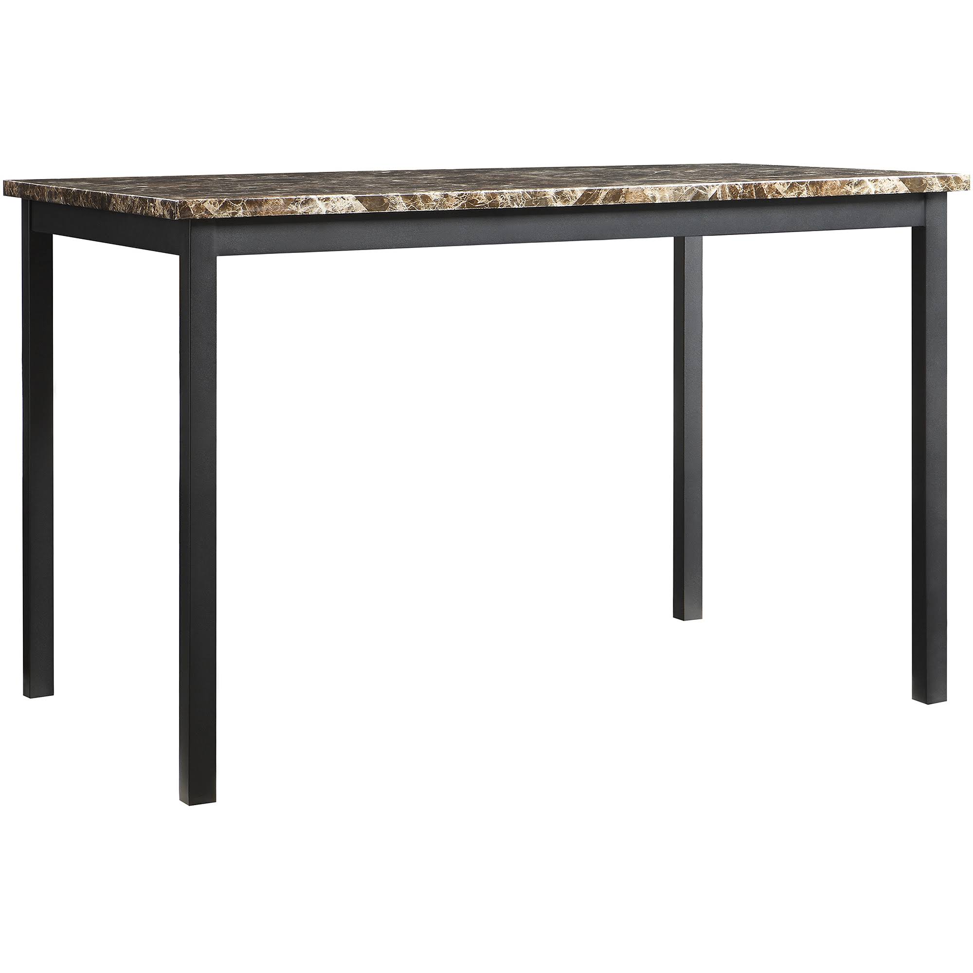 Faux Marble Top Metal Dining Table, Black ahuboo