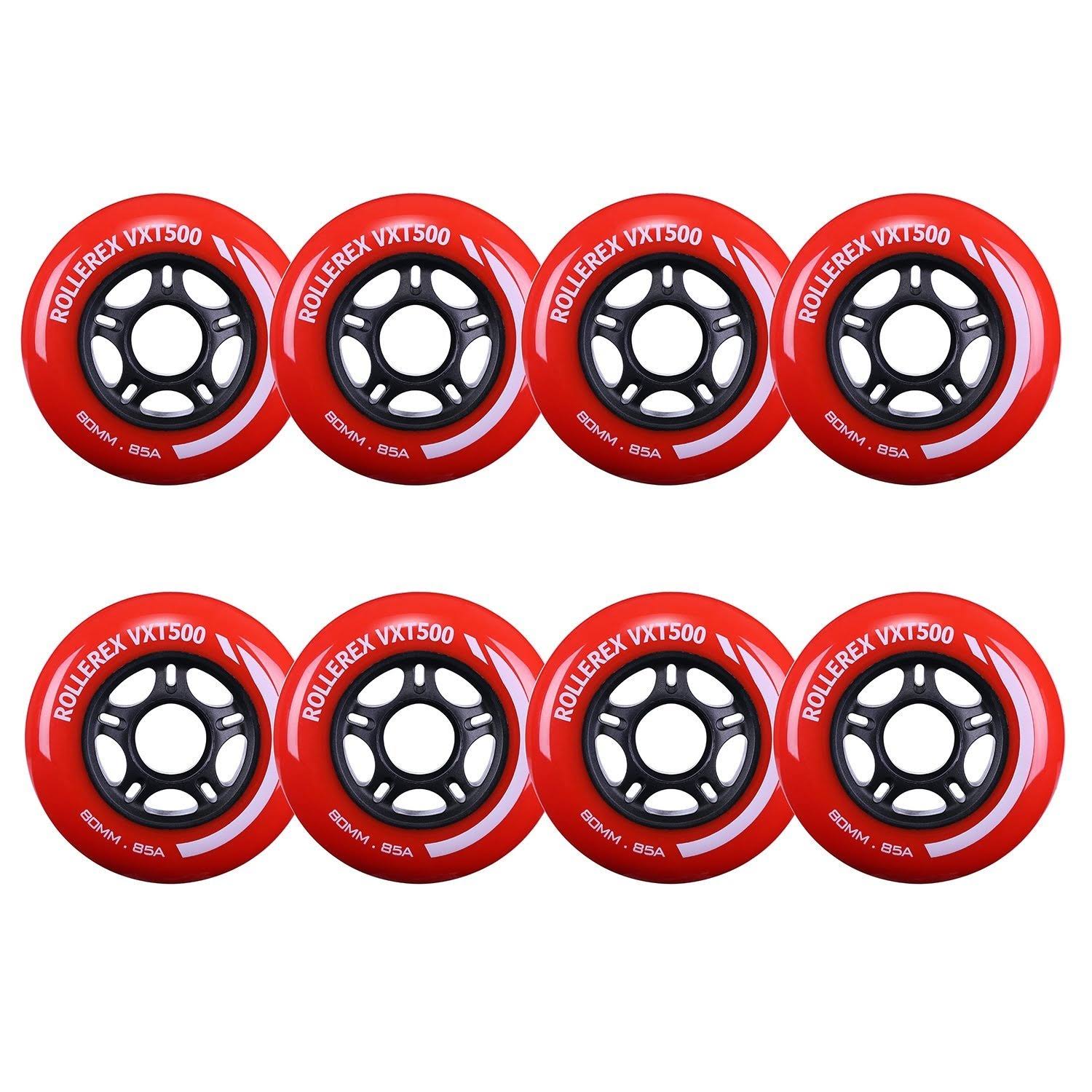 Rollerex VXT500 Inline Skate Wheels (8Pack) (Rocket Red, 80mm) ahuboo