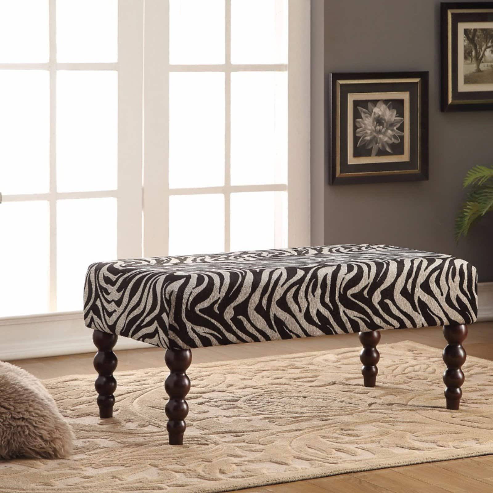 Benzara BM158798 Living Room Bench, Black/White - Ahuboo