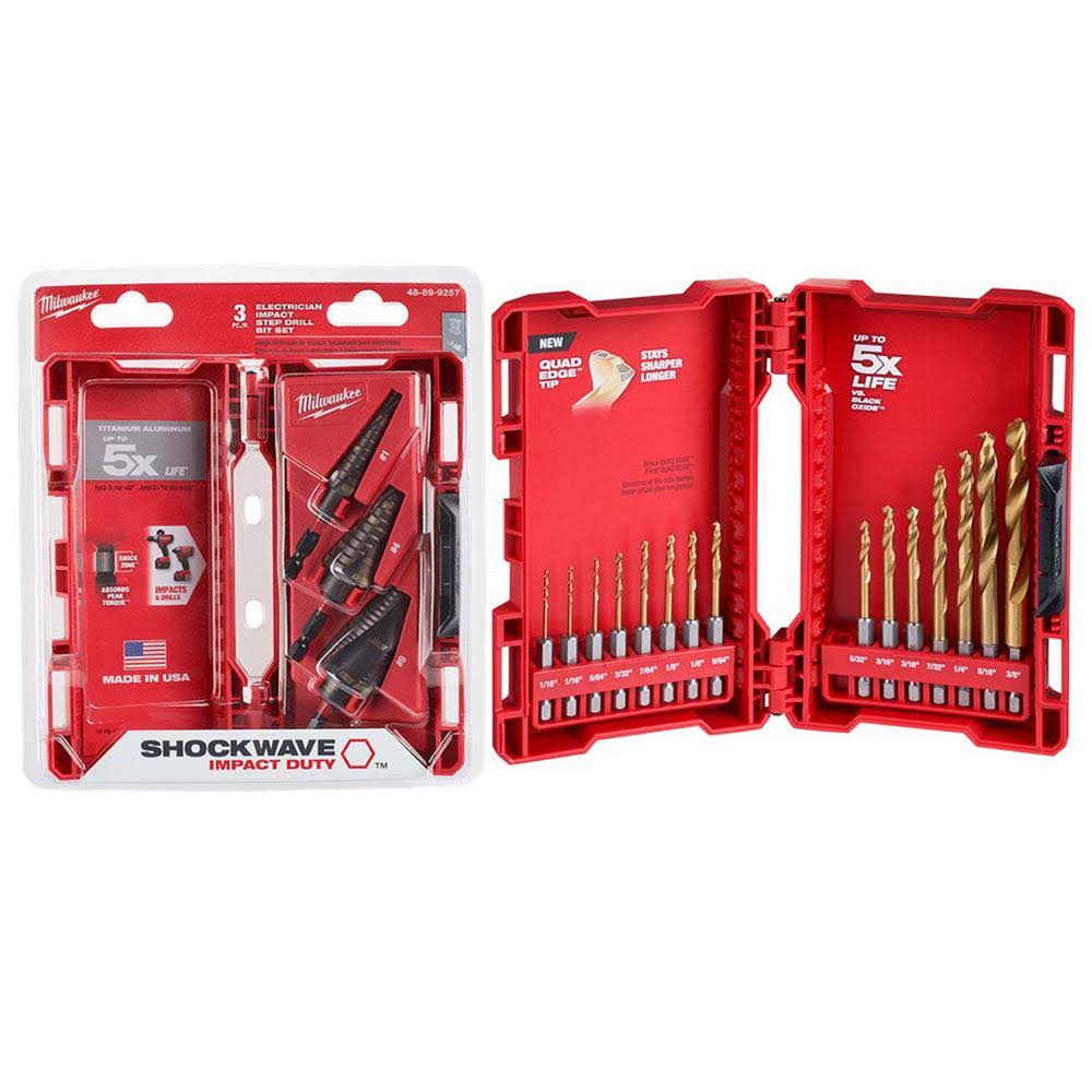 Milwaukee Shockwave Impact Duty Titanium Step Bit Kit (3Piece) with Shockwave ImpactDuty
